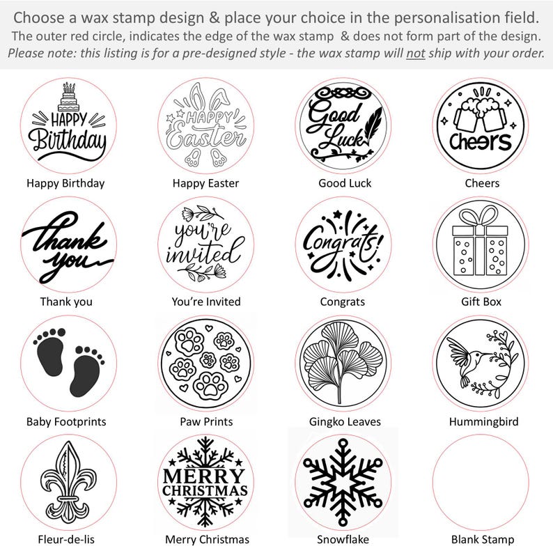 Wax Seal Stickers, Pre-Designed Styles, Self-Adhesive Wax Seals image 11