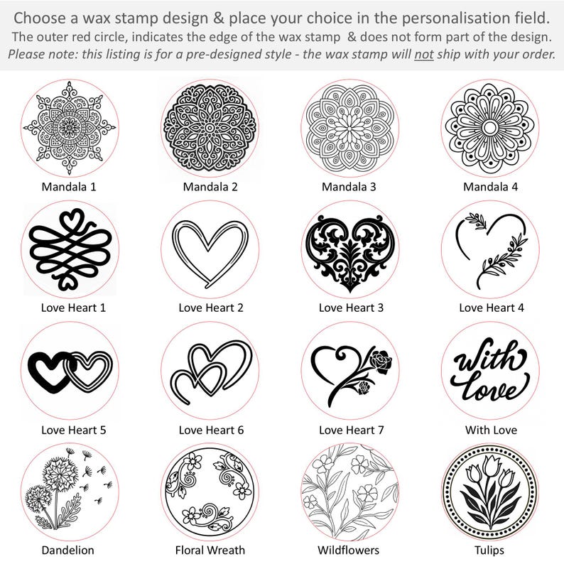 Wax Seal Stickers, Pre-Designed Styles, Self-Adhesive Wax Seals image 10