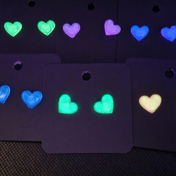 Resin Heart Stud Earrings - Glow-in-the-Dark