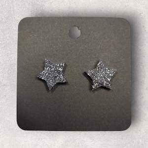 Large Resin Star Stud Earrings - Glitter