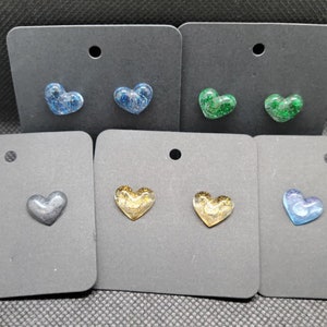 Resin Puffy Heart Stud Earrings - Glitter | Love | Hearts | Anniversary Gift | Gifts for Her | Earrings | Gifts for Mom | Best Friend Gift