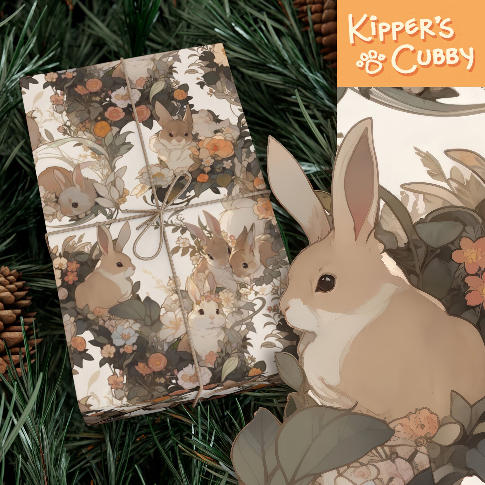 vintage easter wrapping paper with bunnies, blempgorf
