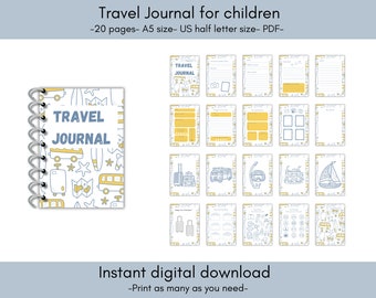 Kids travel journal, vacation journal for children, Girls journal, boys journal, Holiday journal, Traveling with kids