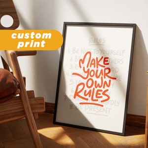 Custom House Rules Art Print, Choose Your Own Rules Wall Art, Retro Wall Art, Rules Art Print, Digital Print, House Rules Poster