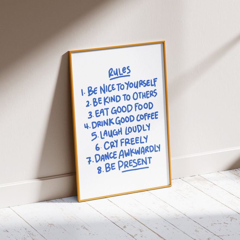 House Rules Wall Art, Retro Wall Art, Rules Art Print, Retro Quote
