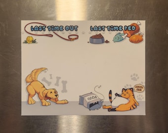Magnetic Pet Tracker: Laminated Dry Erase Last Fed/Out Chart