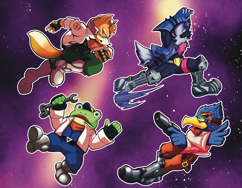 Nintendo Super Smash Bros - Star Fox Space Animals Sticker Pack image 1