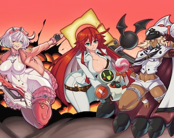 Guilty Gear Strive, Valentine Family, Waterproof, Laminated, Vinyl, Sticker, Set, Ramlethal, Jack-O, ( Jacko ), Elphelt
