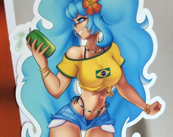 Brazilian Hatsune Miku Anime Girl: Vinyl Sticker or Art Print Vocaloid Guarana Antarctica