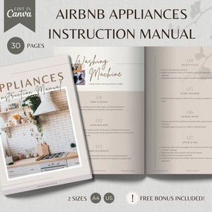 Airbnb-Bedienungsanleitung, Geräte-Leitfaden, Willkommensbuch, Gäste-Handbuch für Ferienwohnungen, STR-Informationen, bearbeitbare druckbare Canva-Vorlage