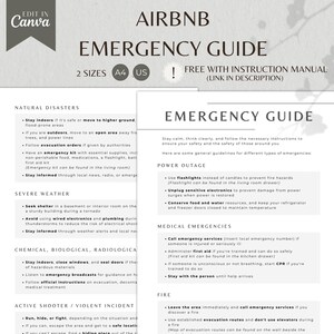 Airbnb Emergency Guide, Welcome Book, STR VRBO Guest Vacation Rental Information, House Rules Manual, Editable Printable Canva Template