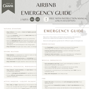 Airbnb Emergency Guide, Welcome Book, STR VRBO Guest Vacation Rental Information, House Rules Manual, Editable Printable Canva Template