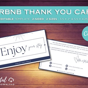 Airbnb Thank You Card, Editable Note Card, Airbnb Guest Rating Review Form, Welcome Sign, Feedback Postcard, VRBO, STR Host, Canva Template