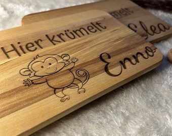 Frühstücksbrettchen Kinder personalisiert, Holzbrettchen mit Gravur, Geburtstagsgeschenk