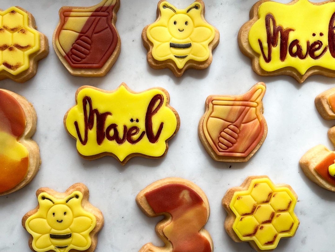 Bee Themed Shortbread Cookies Etsy