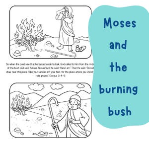 Moses coloring craft, bible verse coloring page, Christian coloring sheet, Sunday school craft, homeschool coloring page, burning bush craft