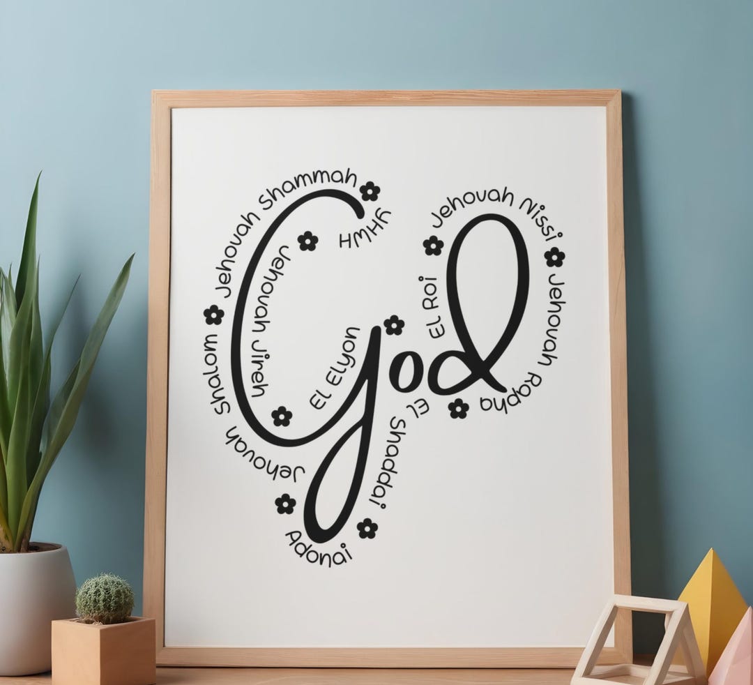 Names of God Christian Wall Art: Scripture Bible Verse Print (digital ...