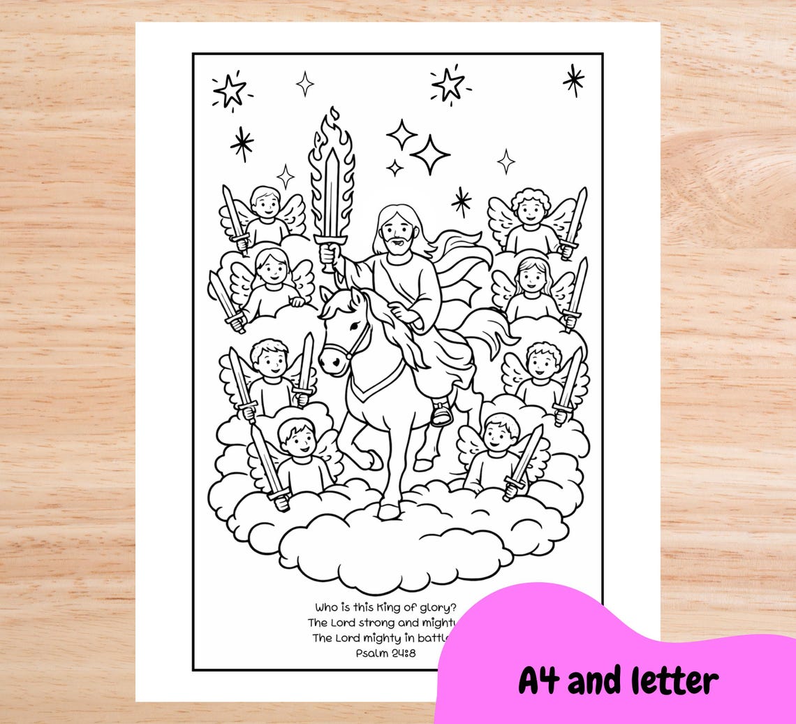 Use Again Coloring Jesus Coming Again Coloring Page | Jesus With Angels | Revelation Bible ...
