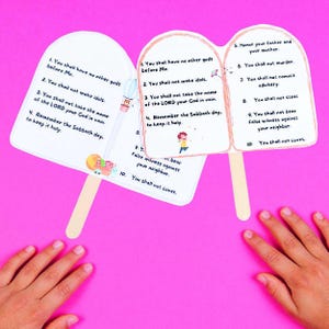 Printable Bible Fan Craft | Ten Commandments | Kids Sunday School Activity | Bible Learning Tool | Fun craft for kids | 10 commandments