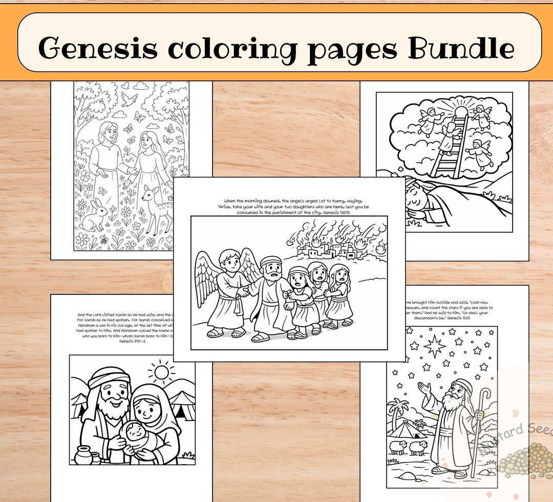 Genesis Coloring Pages Bundle | Bible Verse Coloring Sheets for Kids ...