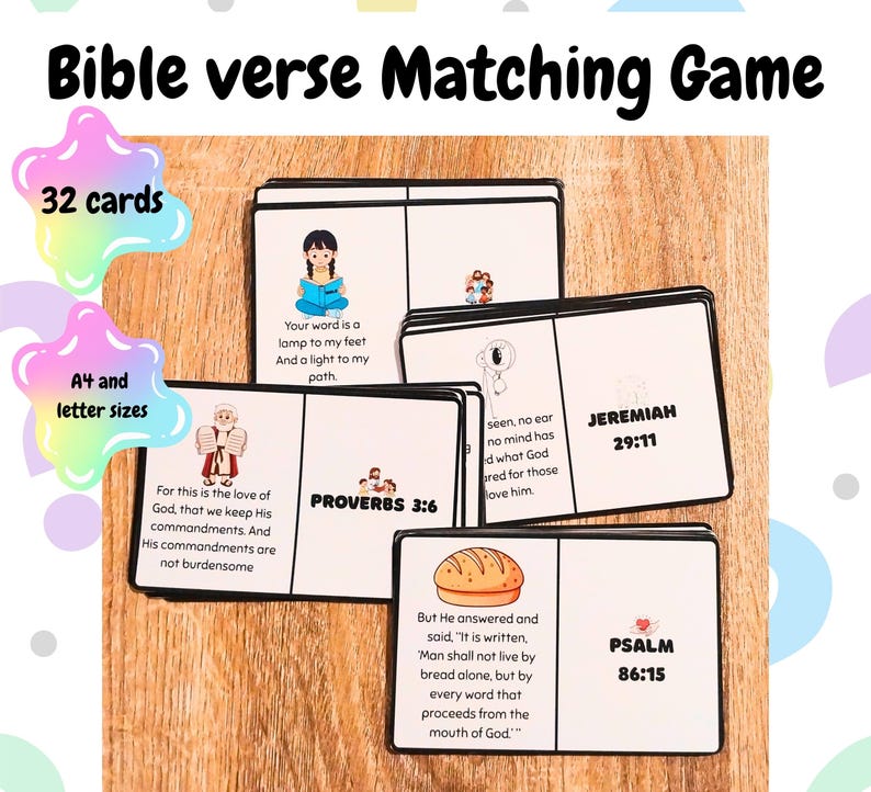 Bible Game Printable | Kids Scripture Flash Cards | Christian Learning ...