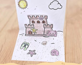 Pop-Up Sandcastle Craft: Beach Theme Paper Activity (PDF Download)