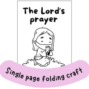 Easy Print Craft | Printable Christian Kids Activity Booklet |The Lord’s Prayer Mini Coloring Book for Kids | Foldable A4 Christian Activity