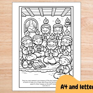 Bible Coloring Page for Sunday School | Pentecost Bible Story | Christian Kids Printable | Holy spirit Kids Church Activity