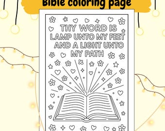 Kids coloring craft, bible verse coloring page, Christian coloring sheet, Sunday school craft, homeschool coloring page, psalm coloring