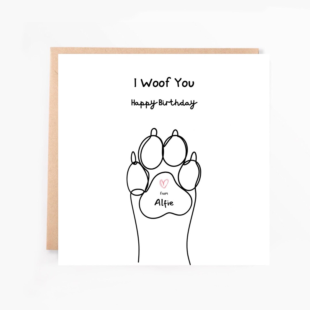 Personalized Dog Birthday Card: 'I Woof You' Pun Card - Etsy