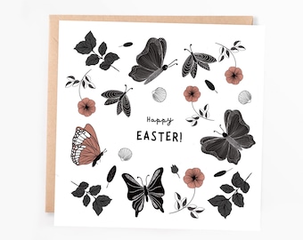 Easter Butterflies Flowers greeting card | Botanical Easter Gift