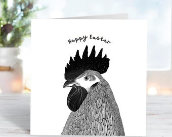 Chicken Easter greeting card