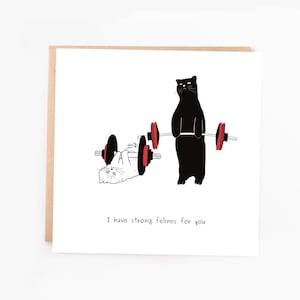 J'ai des félins forts pour vous carte de vœux | Carte de voeux drôle de Saint-Valentin | Carte de jeu de mots pour la Saint-Valentin