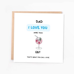 Biglietto d'auguri divertente per la festa del papà con gin / Biglietto d'auguri per la festa del papà / Biglietto d'auguri per il miglior papà / Biglietto d'auguri per la festa del papà con gin tonic