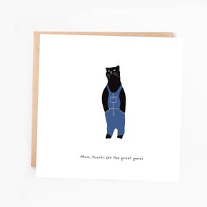 Carte de fête des mères drôle de jeu de mots, carte de jeu de mots de chat, merci pour les grands gènes