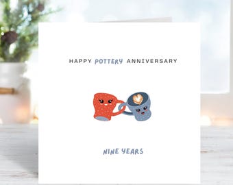 Tarjeta del 9.º aniversario de Pottery: un regalo romántico para tu pareja