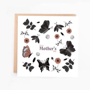 Carte de voeux pour la fête des mères papillons | Carte de voeux illustrée pour la fête des Mères | Carte Papillons