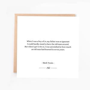 Carte de fête des pères, citation de Mark Twain, citation de fête des pères, carte significative de son fils