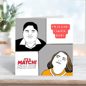 Tinder Greeting Card | Glad I Swiped Right Card | Valentines Day Greeting Card