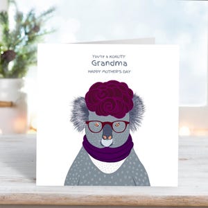 Tarjeta del Día de la Madre con Koala Pun para abuelas, tarjeta con Koality Pun, tarjeta con Koality Nan