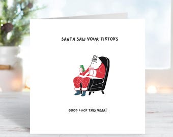 Carte de Noël TikTok Père Noël : carte de voeux de vacances amusante