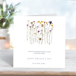 Carte personnalisée fête des mères, carte fleurs fête des mères, carte meilleure maman