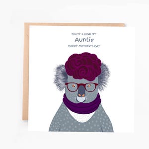 Carte de fête des mères Koala Pun pour les tantes, carte de jeu de mots Koality, carte de tante Koality