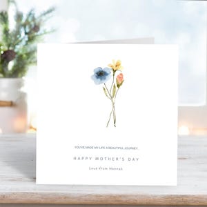 Carte personnalisée fête des mères, carte fleurs fête des mères, carte meilleure maman