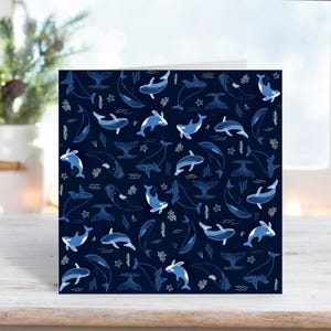 Biglietto di auguri per la festa del papà con balene / Biglietto con balene / Biglietto di auguri di compleanno con balene / Biglietto di auguri estetico