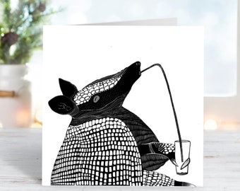 Armadillo Greeting Card Friends birthday greeting card | Card for him her | Illustrative Card Party Armadillo