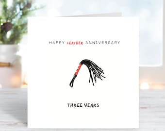 Leather Anniversary Card, 3rd Anniversary Gift for Couple