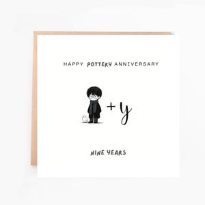 9th Pottery Anniversary Card, Ninth Wedding Anniversary Gift, Romantic Card for Husband Wife Couple