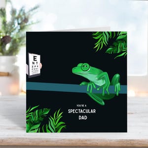 Carte de jeu de mots pour la fête des pères avec lunettes, carte de voeux spectaculaire pour papa |  Carte drôle de grenouille pour papa | Carte de fête des pères | Carte d'art grenouille