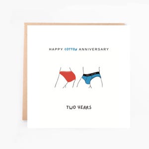 Cotton Anniversary Card – 2nd Wedding Anniversary, Second Wedding Anniversary Gift, Romantic Card for Husband Wife Couple